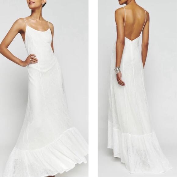 Reformation Shae Lace Bridal Wedding White Maxi Dress Size 12 - Picture 1 of 12